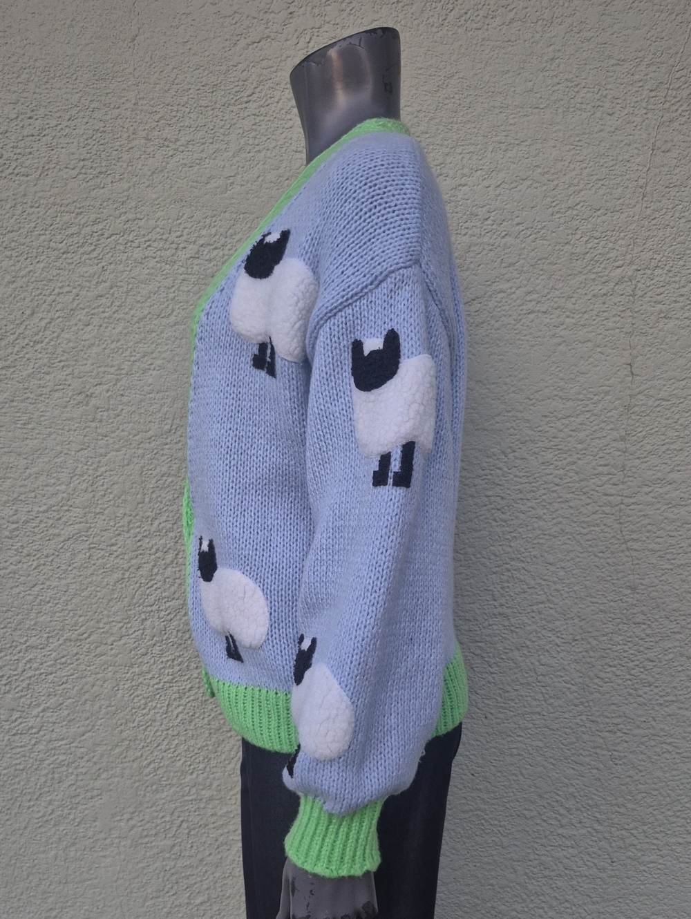 Dreamers By Debut Ladies "Little Lamb Puff" 3D Sheep Knit Lavender Crew Sweater - Picture 6 of 17